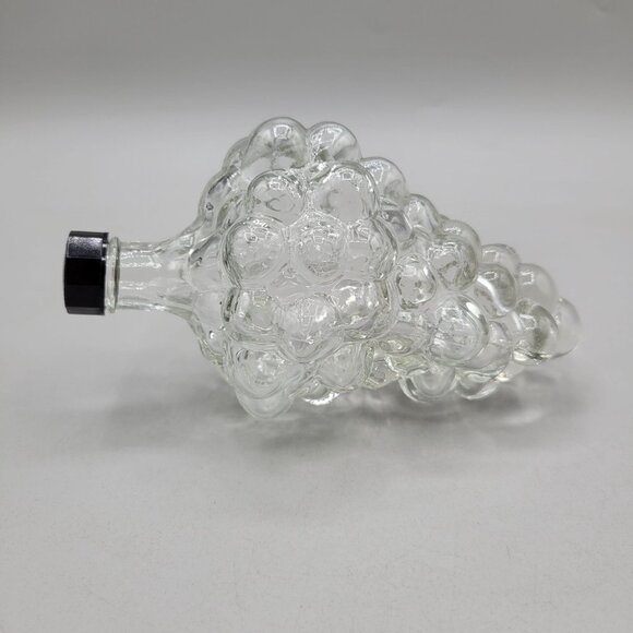 Vintage Grape Cluster Shaped Clear Glass Wine Bottle Screw Cap France - Picture 1 of 8